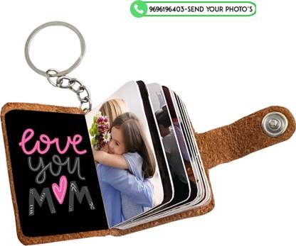FLASHINGCLICK Custom Leather Keychain Holds 12-23 Photos-Perfect for Mother's Day Father's Day Key Chain