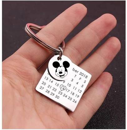 Myurawells Personalized Calendar Keychain, Custom Anniversary Date Keychain Special Date Key Chain