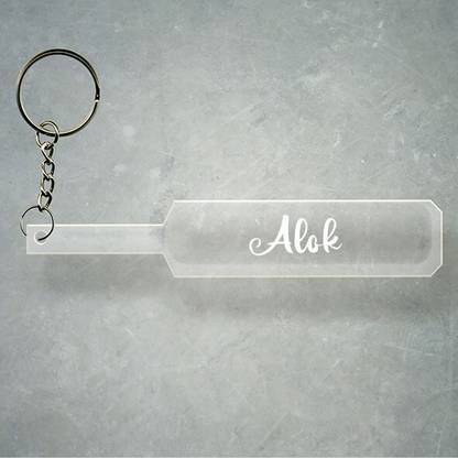SY Gifts Cricket Bat Logo Design With Alok Name Key Chain