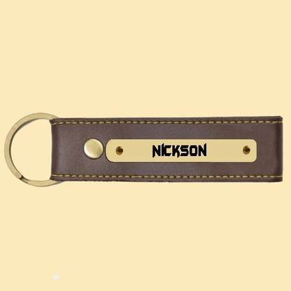 SY Gifts Nickson Name Brown Artificial Leather Keychain Key Chain
