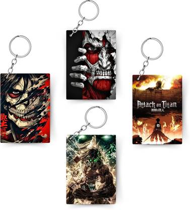 adrailstore Premium (Pack of 4) Anime Printed Keychain | Attack on Titan Keychain Key Chain