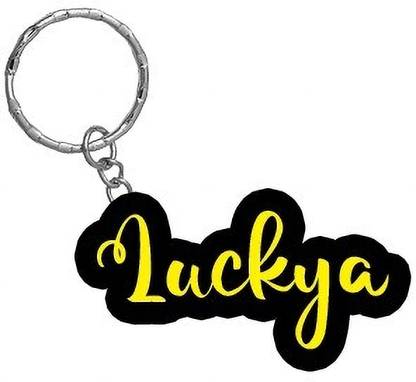 SY Gifts Luckya Name Black Yellow Name Keychain Key Chain