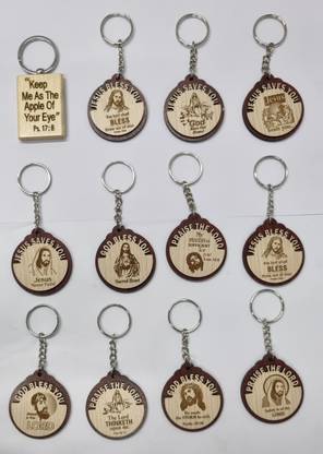 BLESSINGS Set Of 12 Bible Verse Wooden I Key Chain