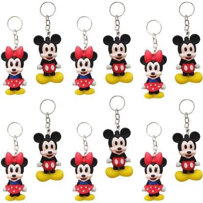 Birthday Popper Mickey Minnie Theme 12 Pcs Keyrings Key Chain