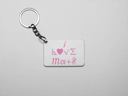 DOGAR ESSENTIALS I love math (BG Pink)-Printed Acrylic Keychain (Pack Of 2) Key Chain