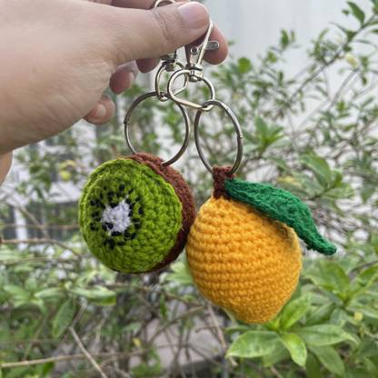 Skeindalous Creations Handmade Crochet Kiwi and Mango Keychain Accessory Key Chain