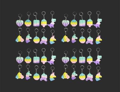 SRD TRADERS Pop It Pop Keychain | Pop it Keyrings Fidget Toys for Kids (Pack of 40) Key Chain