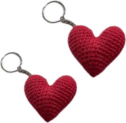 Ninoshka Handmade Crochet Heart Keychain|Cute Red Heart Love Keyring for Bags,Bikes &Keys Key Chain