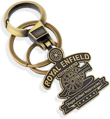 Fullkart Royal Enfield Metal Keychain Compatible with RE-Royal Enfield Text Logo (Gold) Key Chain