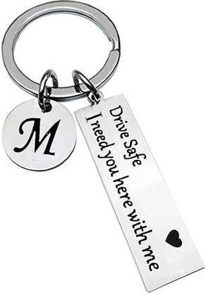 Myurawells M Letter Drive safe keychain for boyfriend I love you Key Chain