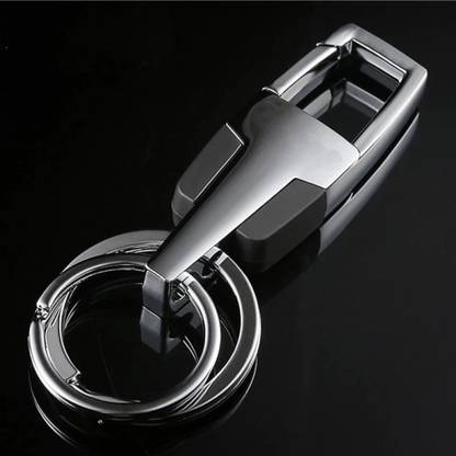 Jdp Novelty Stylish Hook Locking Silver Metal Carabiner Double Ring Hook Metal Key Chain Key Chain