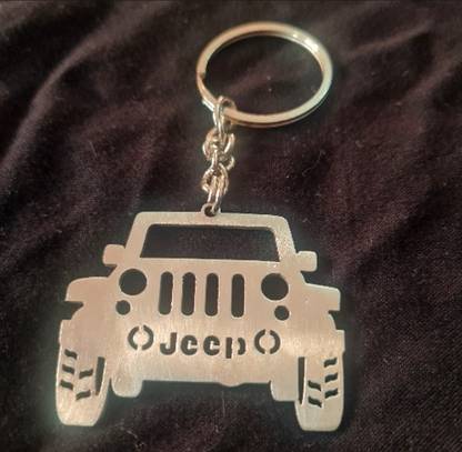 TurnMeltMold Jeep Car Metal Silver Keychain Key Chain