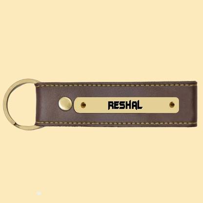 SY Gifts Reshal Name Brown Artificial Leather Keychain Key Chain
