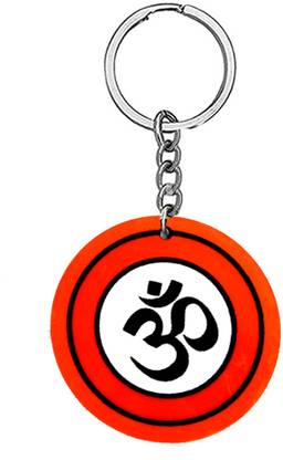 AFH Religious Om Symbol Red Religious Keychain for Men and Women Key Chain