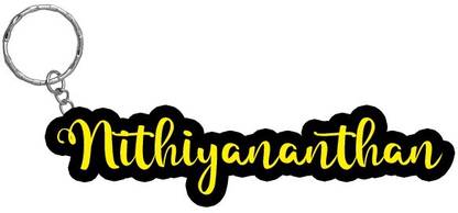 SY Gifts Nithiyananthan Name Black Yellow Name Keychain Key Chain