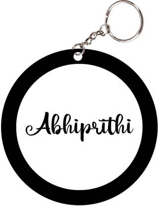 SY Gifts Abhiprithi Name Black Keychain Key Chain