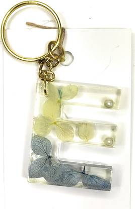sabrang jaipur Hydrangea Dried flowers - alphabet keychain, resin keyring -e Key Chain