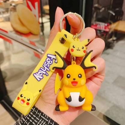 kawaii kart | Pikachu Family Keychain - Raichu | Premium 3D Rubber Figure Keyrings Key Chain