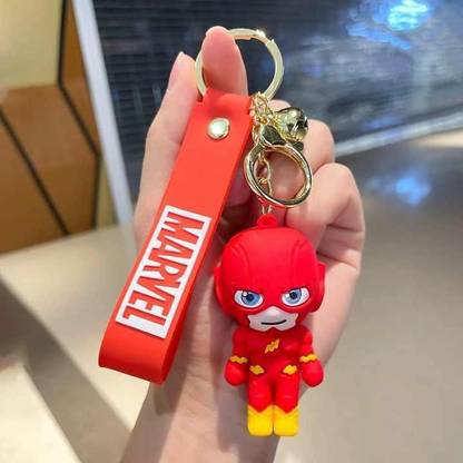 Mubco Superhero 3D The Flash Keychain | Strap Charm & Hook | Key Ring Kids Toy Gift Key Chain