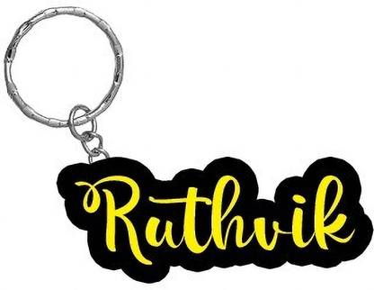 SY Gifts Ruthvik Name Black Yellow Name Keychain Key Chain