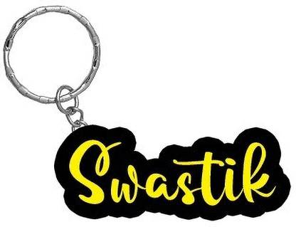 SY Gifts Swastik Name Black Yellow Name Keychain Key Chain