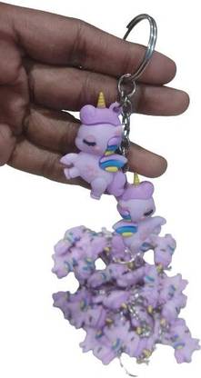 ZOKCY ® (set of 6 Cute 3D Twins Unicorn Keychain Key ring Holders Keychain Key Chain