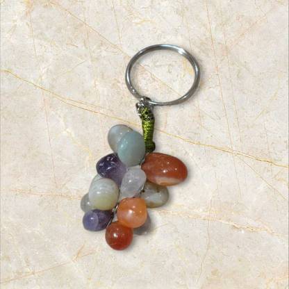 P S JEMS Semi-precious MULTI STONE Crystal Keychain Key Chain