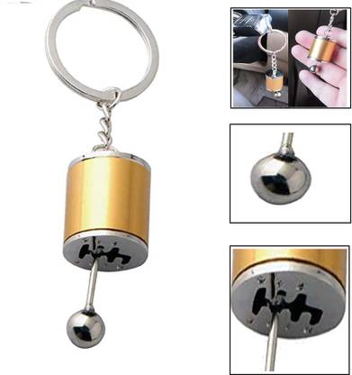 Q D Auto Gear Knob Keychain Shift Gearbox KeyRing key chain Golden Key Chain