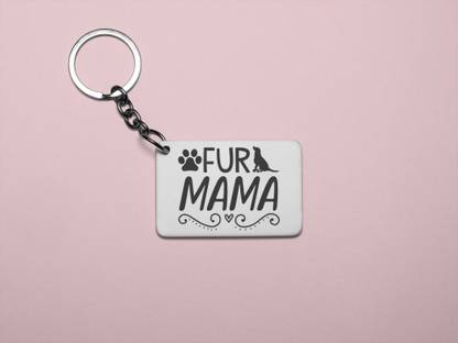 REVAMAN Fur Mama text in black-Printed Keychain (Pack Of 2) Key Chain