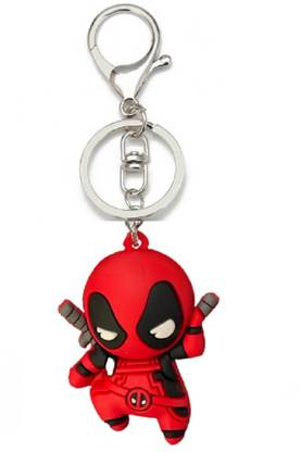 Lenity Red Color Spider Man character 3D Cartoon Rubber Keychain with Loop Key Chain