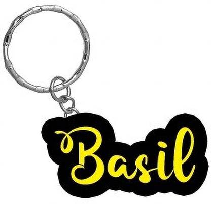 SY Gifts Basil Name Black Yellow Name Keychain Key Chain
