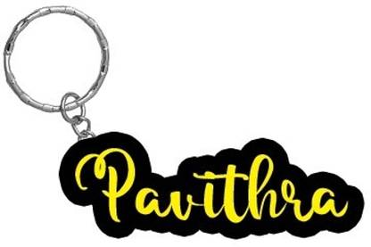 SY Gifts Pavithra Name Black Yellow Name Keychain Key Chain