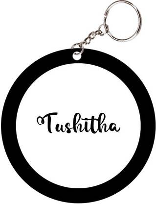 SY Gifts Tushitha Name Black Keychain Key Chain