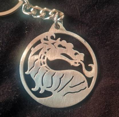 TurnMeltMold Dragon Spitting Fire Silver Metal Keychain Key Chain