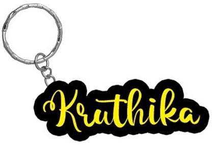 SY Gifts Kruthika Name Black Yellow Name Keychain Key Chain