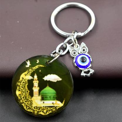 AFH Allah Chand Minar Religious Crystal Owl symbol Charm keychain for Men and Women Key Chain
