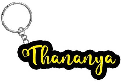 SY Gifts Thananya Name Black Yellow Name Keychain Key Chain