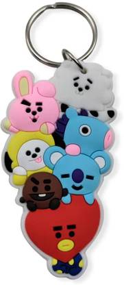 Deethyas Fashion BTS Army All in 1 Cartoon Emoji Shape Double Side Same View High Quality Rubber Key Chain