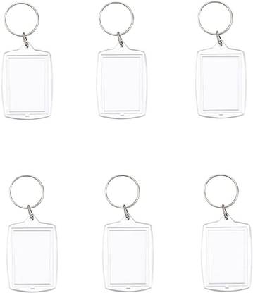 PALAY 6pcs Acrylic Double Sided Blank Picture Keychain Personalised Photo Key Fob Hold Key Chain