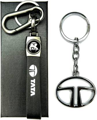 FLAMBE Tata Belt Keychain & Steel Logo Keychain Pack Of 2 Key Chain