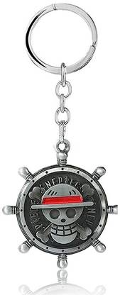 Ekaeki Collection One Piece Luffy Logo Jolly Roger Silver Rotating Metal Ring Key Chain