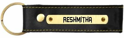 SY Gifts Reshmitha Name Black Leather Keychain Key Chain