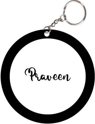 SY Gifts Praveen Name Black Keychain Key Chain