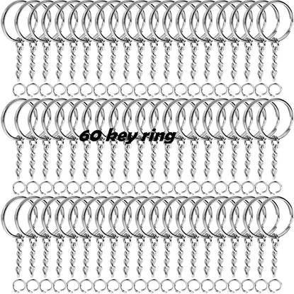 Fanqew 25mm Open Jump Ring Connector Key Case (Silver) Used for Organize Your Keys 60 Key Chain