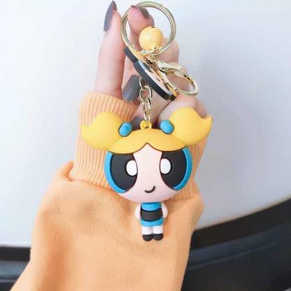 Mubco Powerpuff Girls Bubbles 3D Keychain| Strap Charm & Hook | PVC Cartoon Model Gift Key Chain
