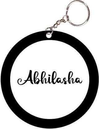 SY Gifts Abhilasha Name Black Keychain Key Chain