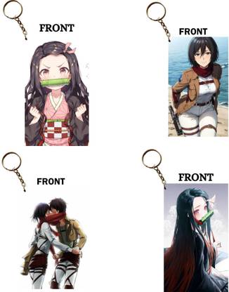 Hariyaali Enterprises LLP CUTIE NEZUKO × CUTIE MIKASA Unique Style 4 pcs Combo Key Chain
