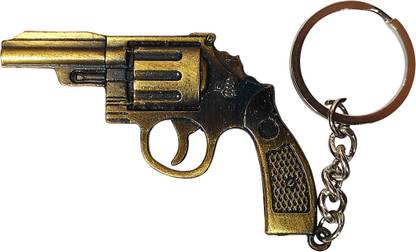 RRCollection Revolver Gun Keychain|Army Fire Arms Hand Gun Keyring|Metal KeyChain-(BRONZE) Key Chain