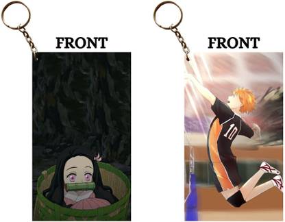 Hariyaali Enterprises LLP NEZUKO IN THE BASKET X HINATA FLYING Unique Style 2 pcs Combo Key Chain