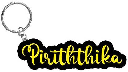 SY Gifts Piriththika Name Black Yellow Name Keychain Key Chain